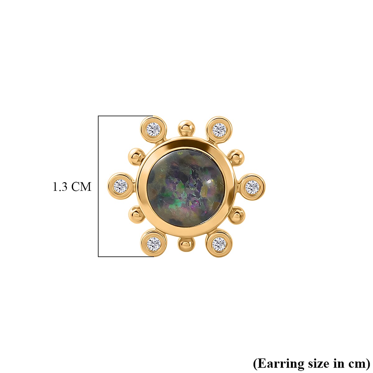 D'Joy - Boulder Opal &amp; White Zircon Sunburst Stud Earring with Push Post in Yellow Gold Plated Sterling Silver 1.75 Ct. 8572481 5