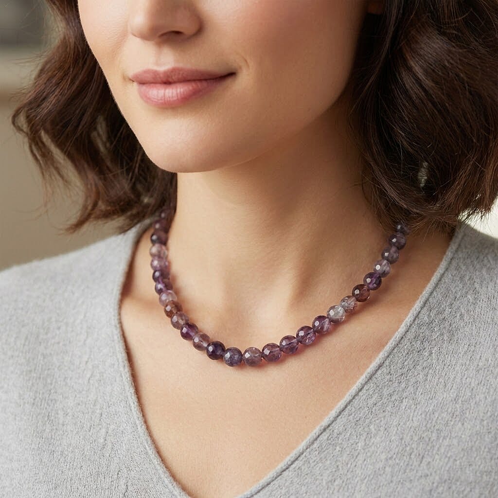 D'Joy Natural Amethsyt Necklace (Size - 20) with Magnetic Lock in Rhodium Overlay Sterling Silver 200.00 Ct. 8438862 3