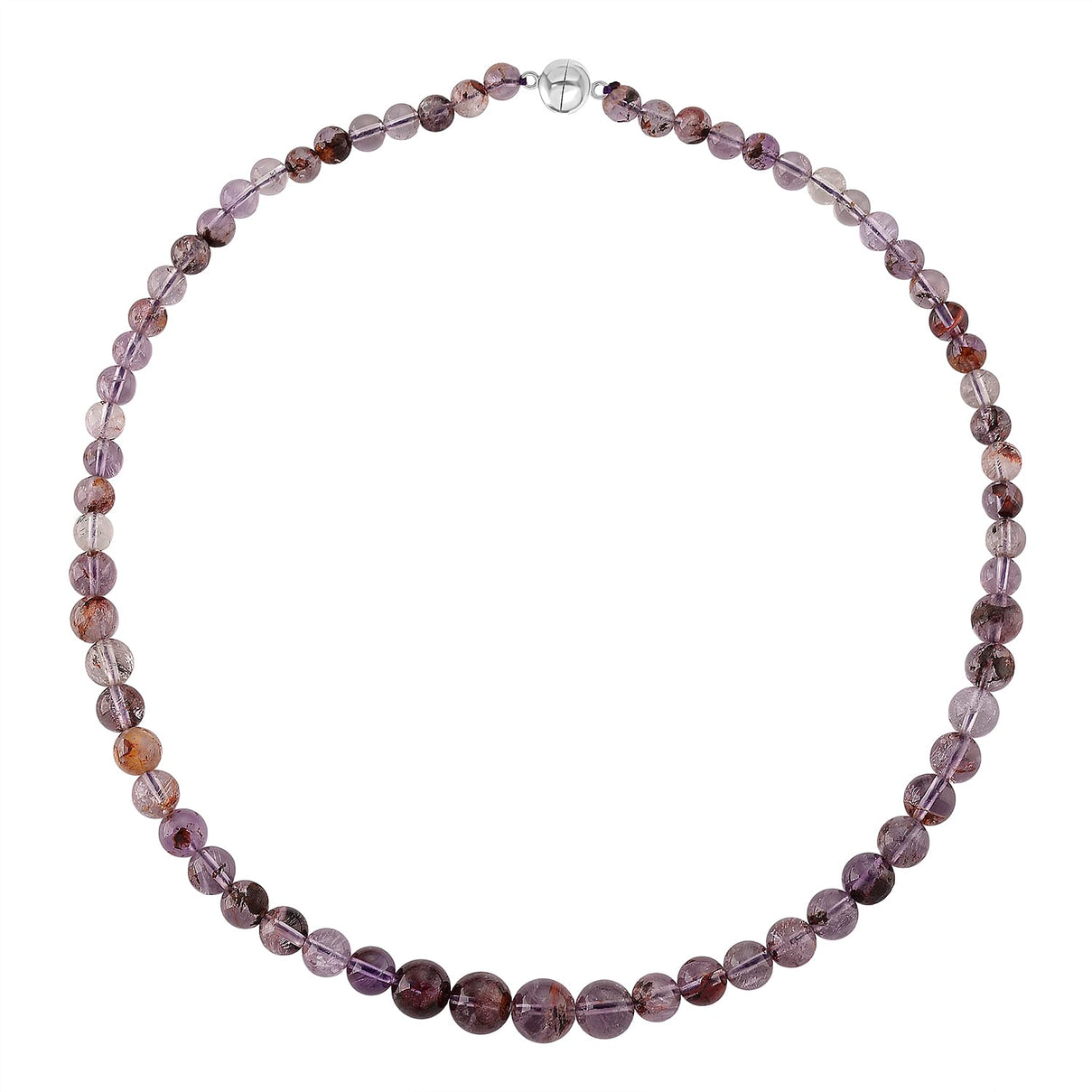 D'Joy Natural Amethsyt Necklace (Size - 20) with Magnetic Lock in Rhodium Overlay Sterling Silver 200.00 Ct. 8438862 4