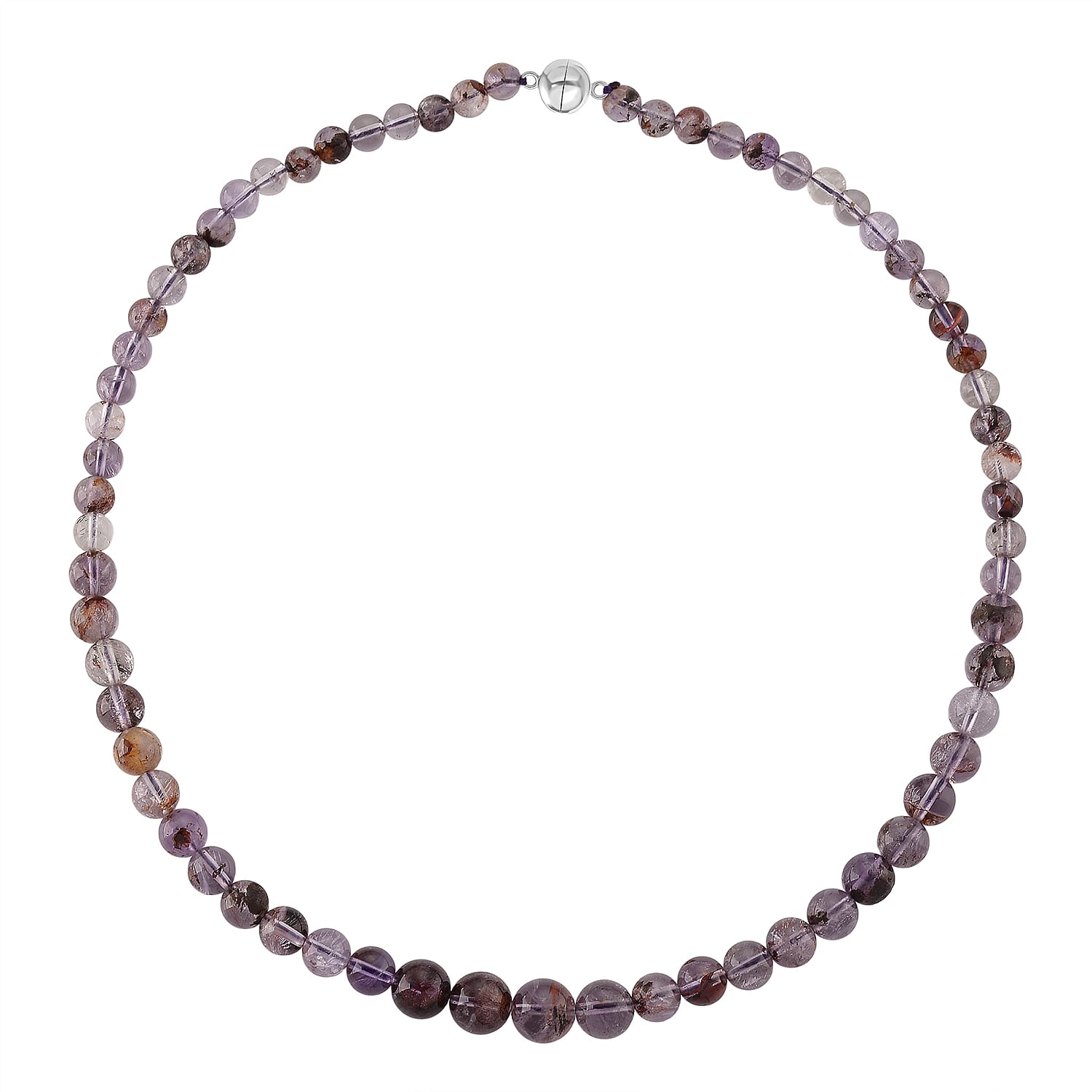 D'Joy Natural Amethsyt Necklace (Size - 20) with Magnetic Lock in Rhodium Overlay Sterling Silver 200.00 Ct. 8438862 4