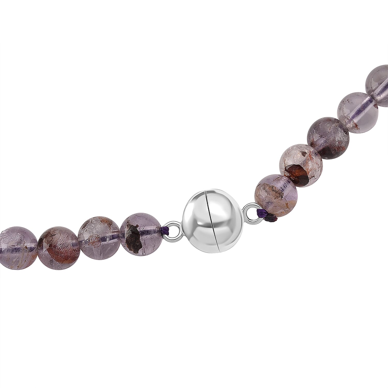 D'Joy Natural Amethsyt Necklace (Size - 20) with Magnetic Lock in Rhodium Overlay Sterling Silver 200.00 Ct. 8438862 6