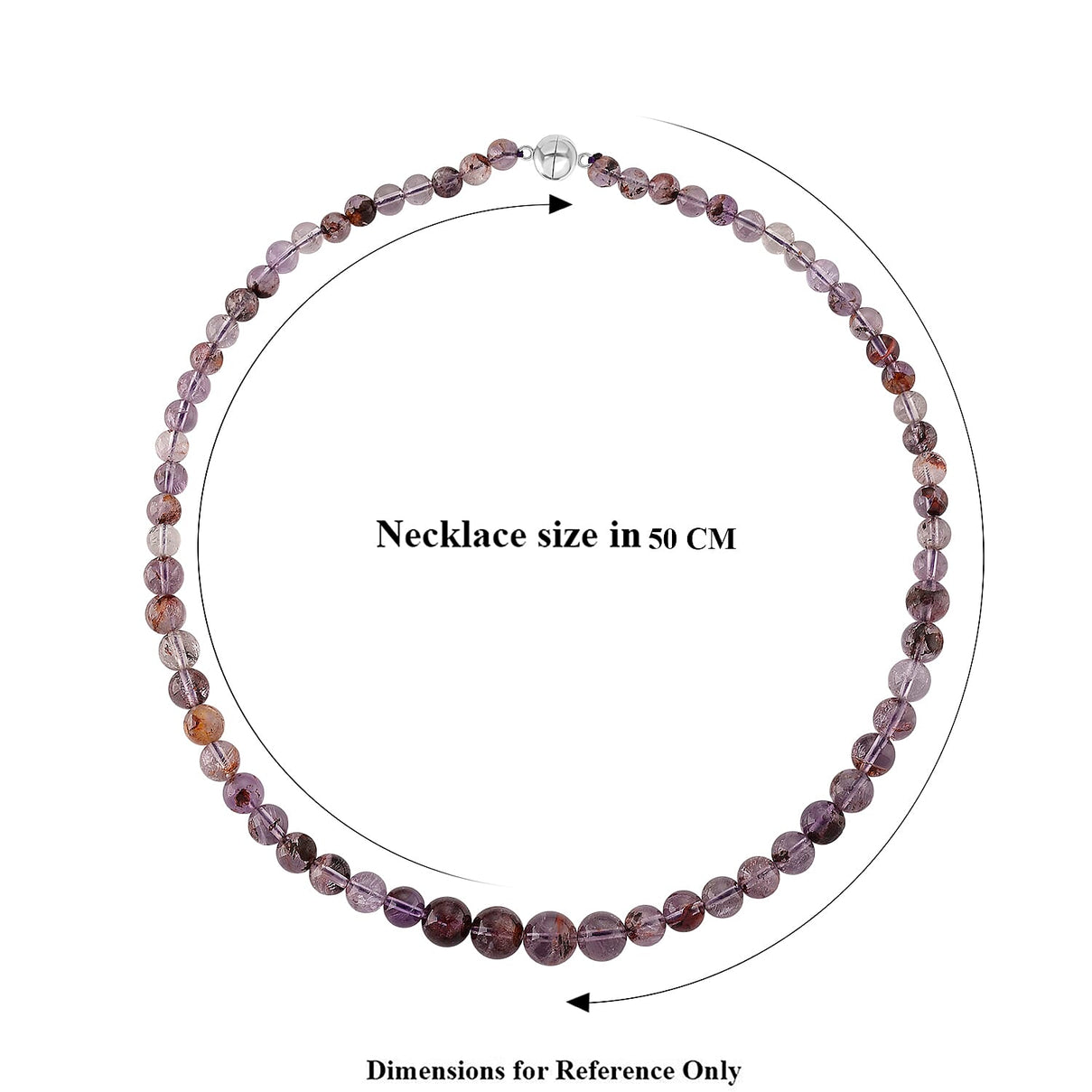 D'Joy Natural Amethsyt Necklace (Size - 20) with Magnetic Lock in Rhodium Overlay Sterling Silver 200.00 Ct. 8438862 7