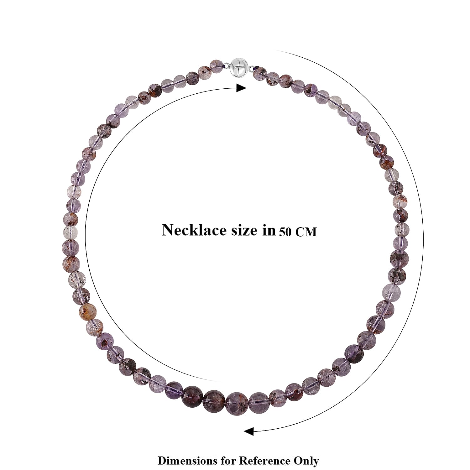 D'Joy Natural Amethsyt Necklace (Size - 20) with Magnetic Lock in Rhodium Overlay Sterling Silver 200.00 Ct. 8438862 7