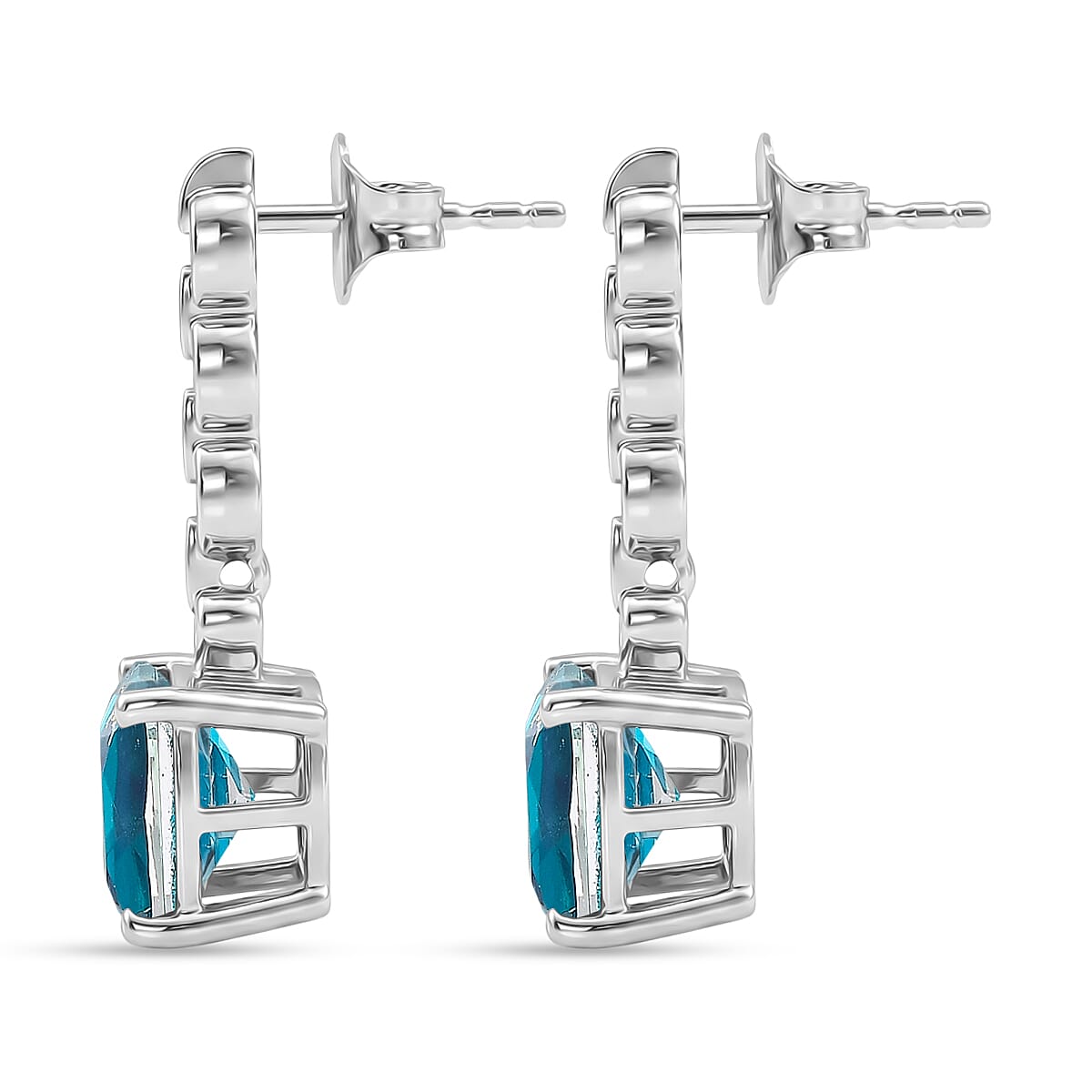 D'Joy Capri Blue Quartz Dangling Push Back Earring in Platinum Overlay Sterling Silver 5.07 Ct. 8485378 4