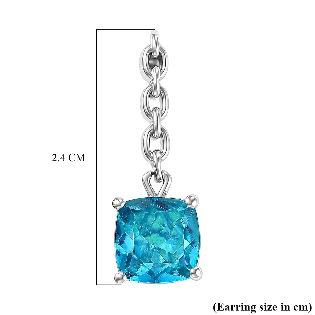 D'Joy Capri Blue Quartz Dangling Push Back Earring in Platinum Overlay Sterling Silver 5.07 Ct. 8485378 6
