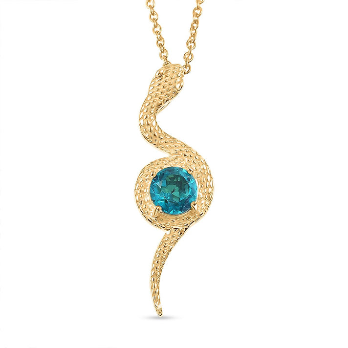 D'Joy Capri Blue Quartz Serpentine Pendant with Chain (Size 20) in Yellow Gold Tone 1.57 Ct. 4456999 1