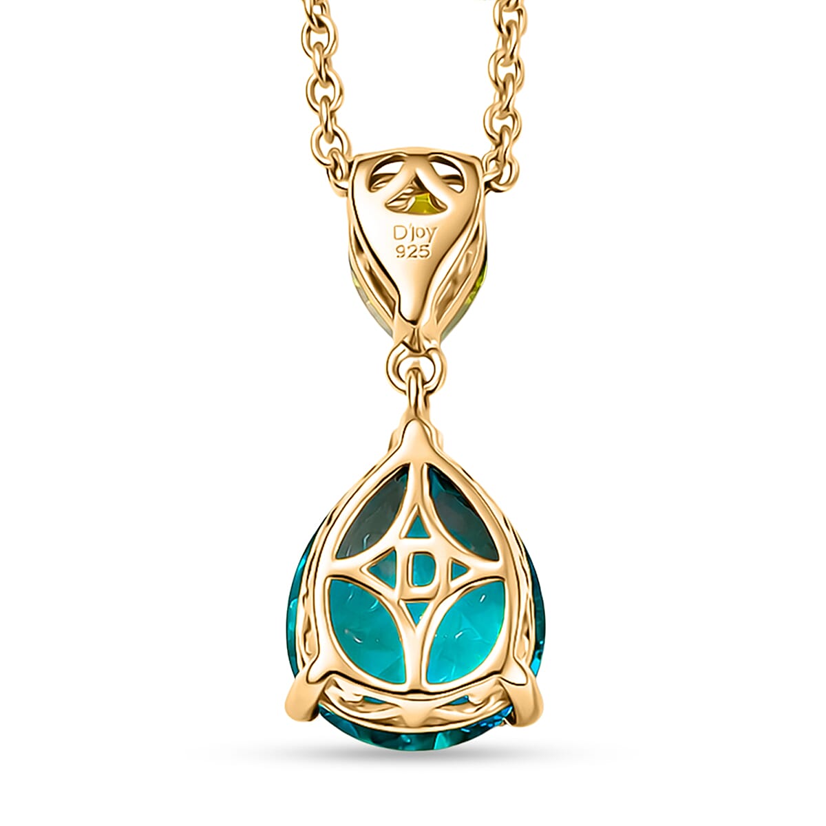 D'Joy Capri Blue Quartz, Peridot Pendant with Chain (Size 20) in Yellow Gold Tone 4.31 Ct. 4456996 5