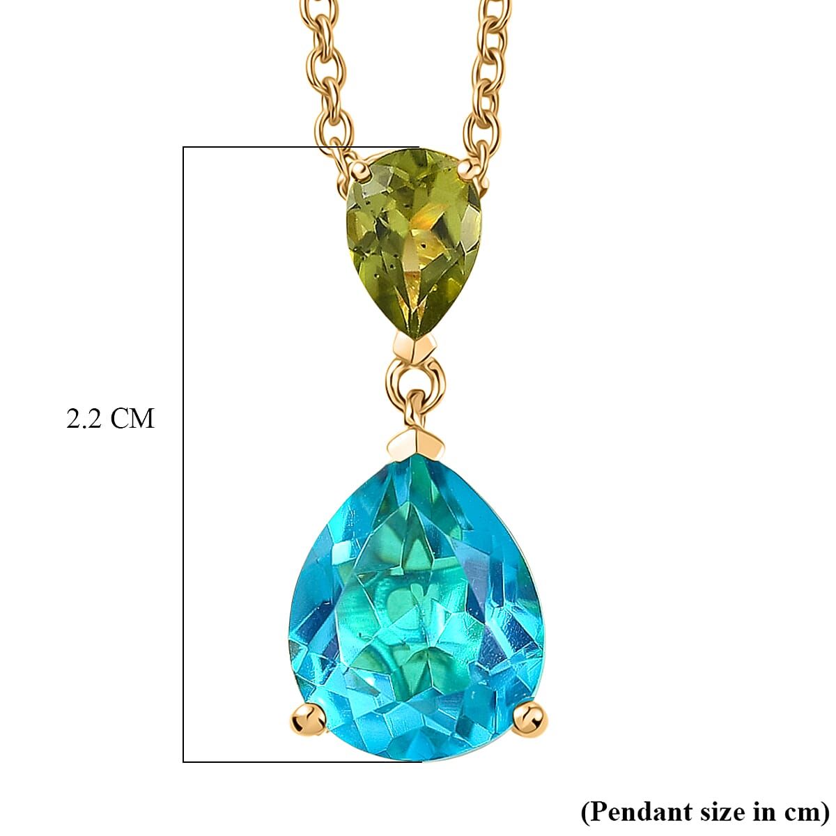 D'Joy Capri Blue Quartz, Peridot Pendant with Chain (Size 20) in Yellow Gold Tone 4.31 Ct. 4456996 7