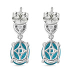 D'Joy Capri Blue Quartz & White Zircon Dangling Push Post Earring in Platinum Overlay Sterling Silver 4.55 Ct.