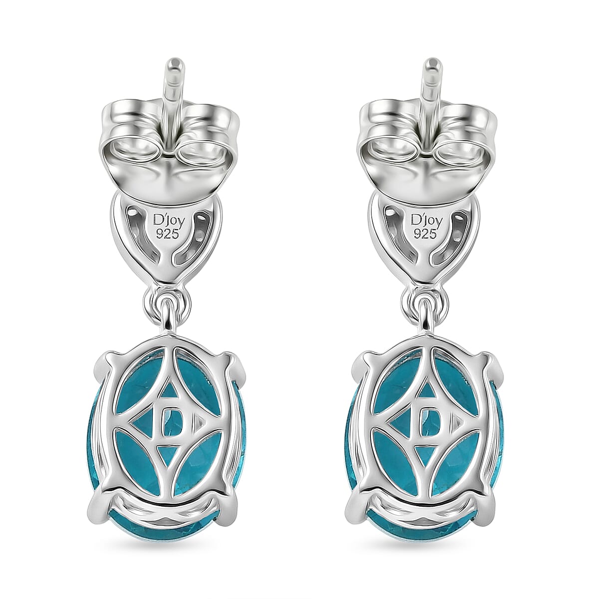 D'Joy Capri Blue Quartz, White Zircon Dangling Push Post Earring in Platinum Overlay Sterling Silver 4.55 Ct. 8482167 5