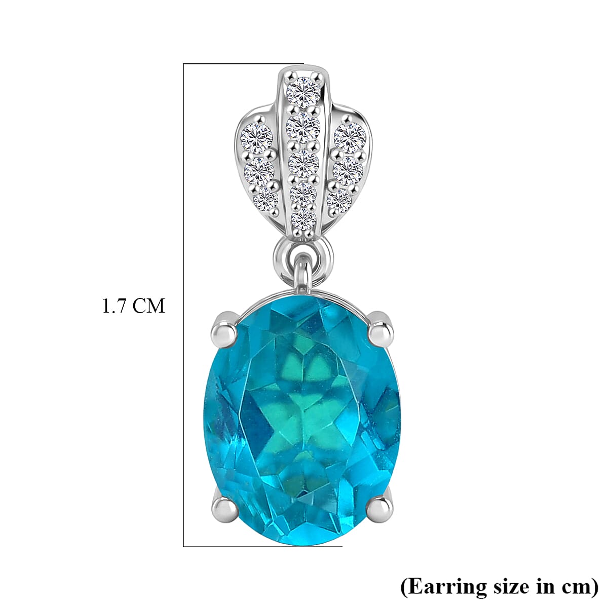 D'Joy Capri Blue Quartz, White Zircon Dangling Push Post Earring in Platinum Overlay Sterling Silver 4.55 Ct. 8482167 6