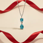 D'Joy Capri Blue Quartz & White Zircon Pendant with Chain (Size 20) in White Tone 3.23 Ct.