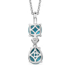 D'Joy Capri Blue Quartz & White Zircon Pendant with Chain (Size 20) in White Tone 3.23 Ct.