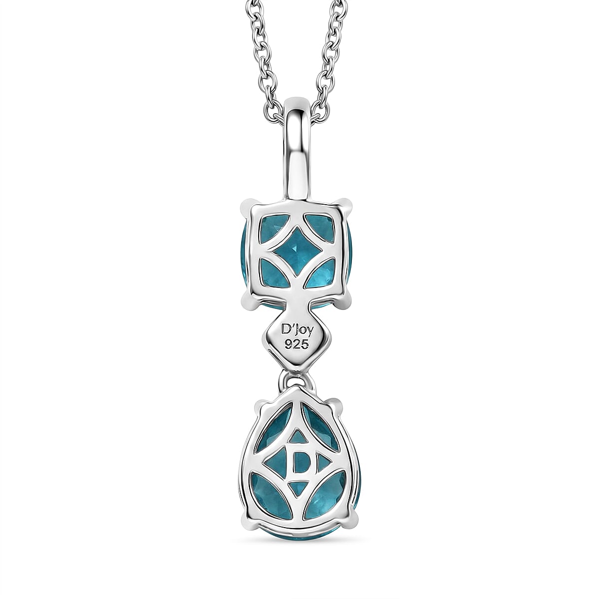 D'Joy Capri Blue Quartz, White Zircon Pendant with Chain (Size 20) in White Tone 3.23 Ct. 4456998 5