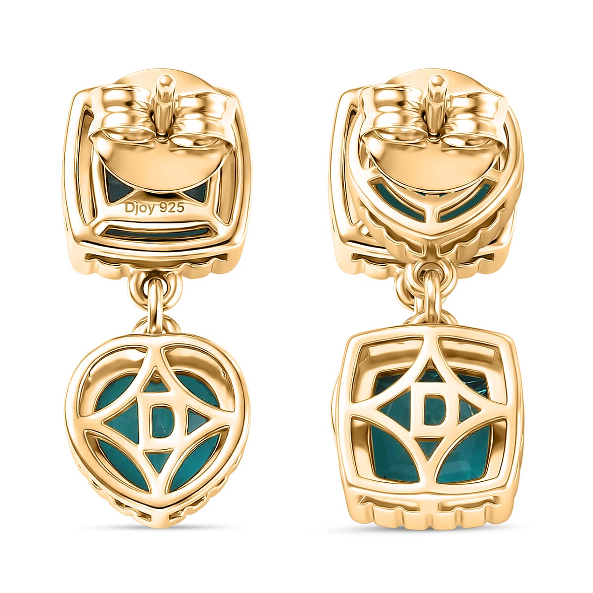 D'Joy Capri Blue Triplet Quartz Dangling Earring with Push Back in Yellow Gold Plated Sterling Silver 4.40 Ct. 8486579 6