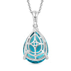 D'Joy Capri Blue Triplet Quartz Pear Cut Solitaire Pendant with Chain (Size 20) in Rhodium Overlay Sterling Silver 10.74 Ct.