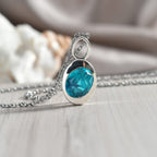 D'Joy Capri Blue Triplet Quartz Bazel Set Solitaire Drop Pendant with Chain (Size 20) in White Tone 2.93 Ct.