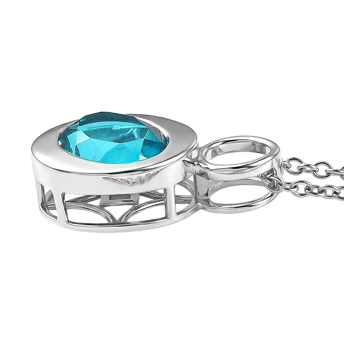 D'Joy Capri Blue Triplet Quartz Solitaire Pendant with Chain (Size 20) in White Tone 2.93 Ct. 4454965 4