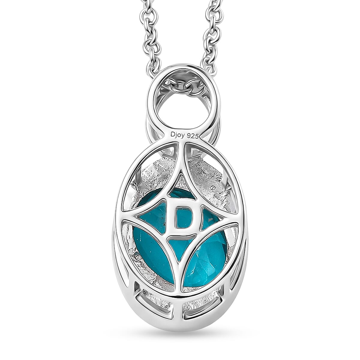 D'Joy Capri Blue Triplet Quartz Solitaire Pendant with Chain (Size 20) in White Tone 2.93 Ct. 4454965 5