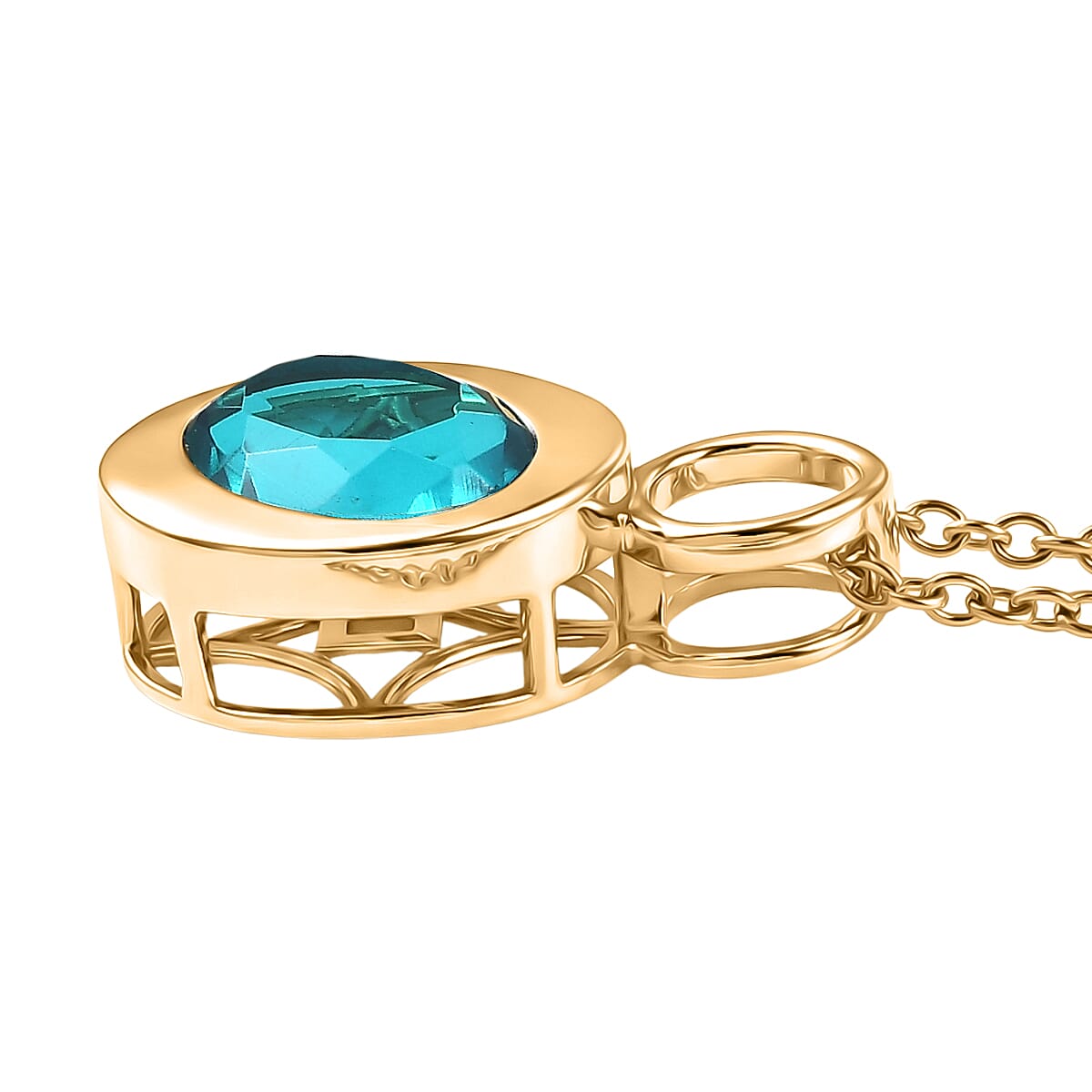 D'Joy Capri Blue Triplet Quartz Solitaire Pendant with Chain (Size 20) in Yellow Gold Tone 2.92 Ct. 4454966 4