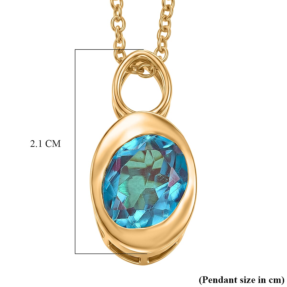 D'Joy Capri Blue Triplet Quartz Solitaire Pendant with Chain (Size 20) in Yellow Gold Tone 2.92 Ct. 4454966 7