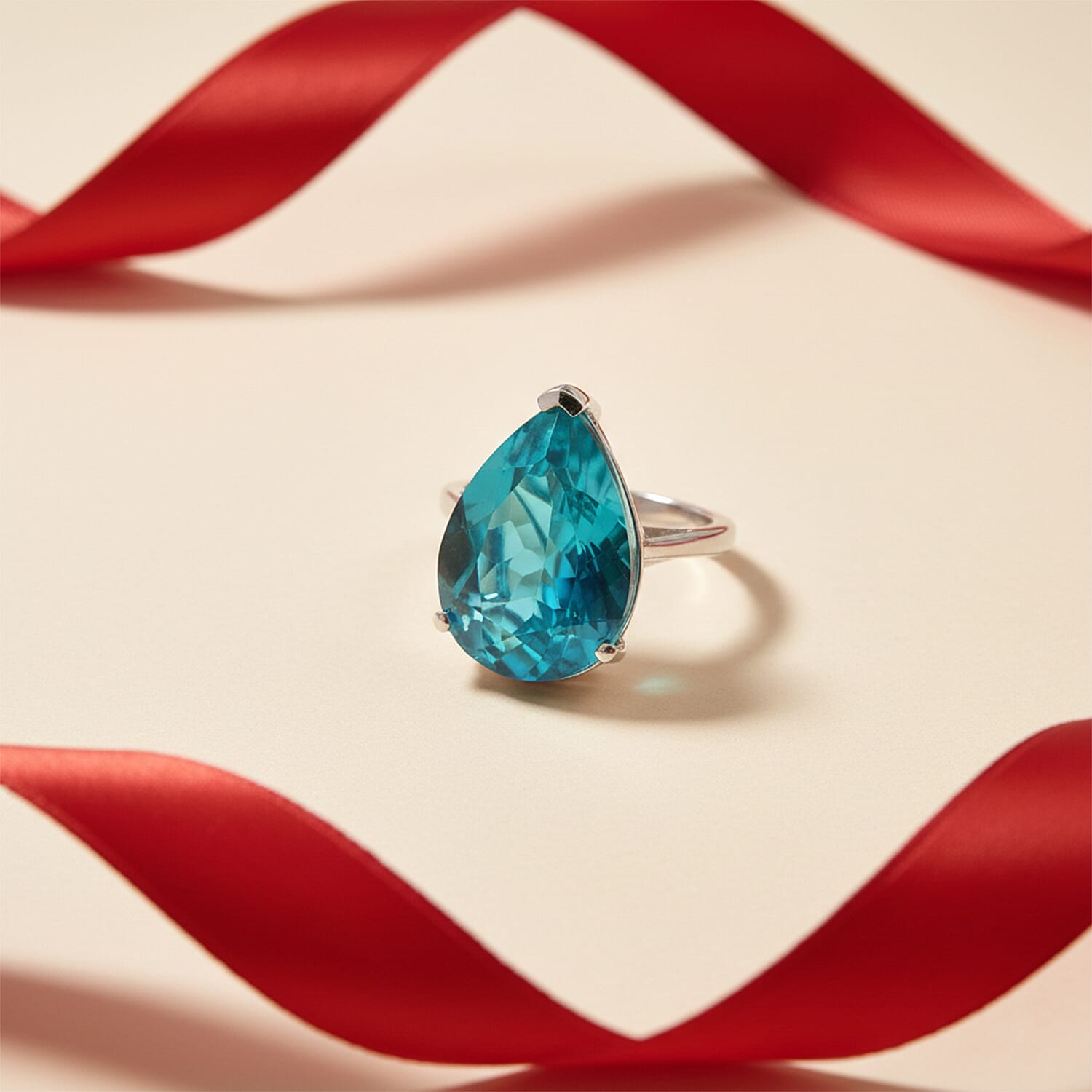 D'Joy Capri Blue Triplet Quartz Solitaire Ring in Rhodium Overlay Sterling Silver 10.68 Ct. V32514113 3