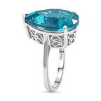 D'Joy Capri Blue Triplet Quartz Solitaire Ring in Rhodium Overlay Sterling Silver 10.68 Ct.