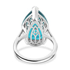D'Joy Capri Blue Triplet Quartz Solitaire Ring in Rhodium Overlay Sterling Silver 10.68 Ct.