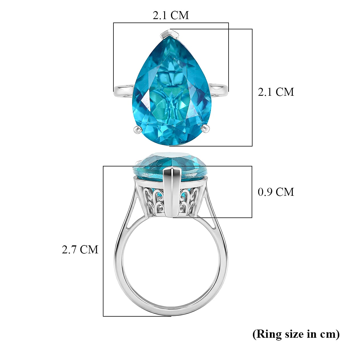 D'Joy Capri Blue Triplet Quartz Solitaire Ring in Rhodium Overlay Sterling Silver 10.68 Ct. V32514113 6