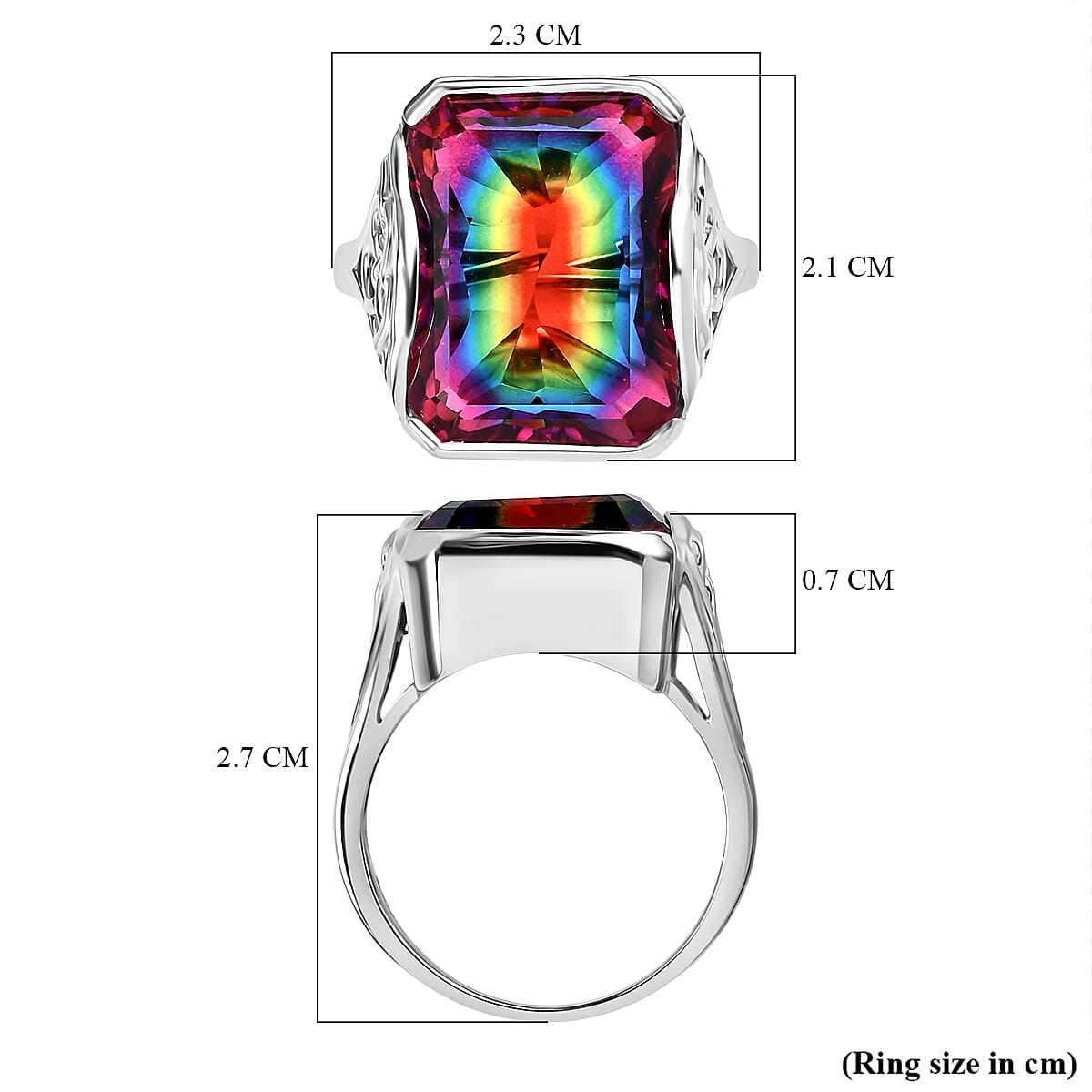 Sajen Silver - Celestial Quartz Solitaire Ring in Rhodium Overlay Sterling Silver 14.70 Ct. 8364132 5