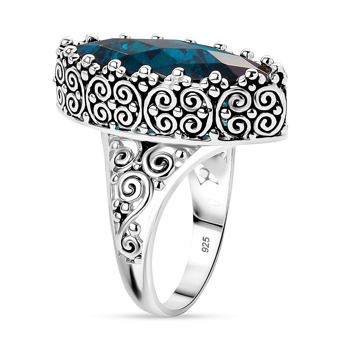 Sajen Silver Indicolite Quartz Solitaire Ring in Rhodium Overlay Sterling Silver 11.90 Ct. 8364169 3