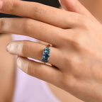 D'Joy Marambaia London Blue Topaz 3 Stone Ring in Platinum Overlay Sterling Silver 2.87 Ct.