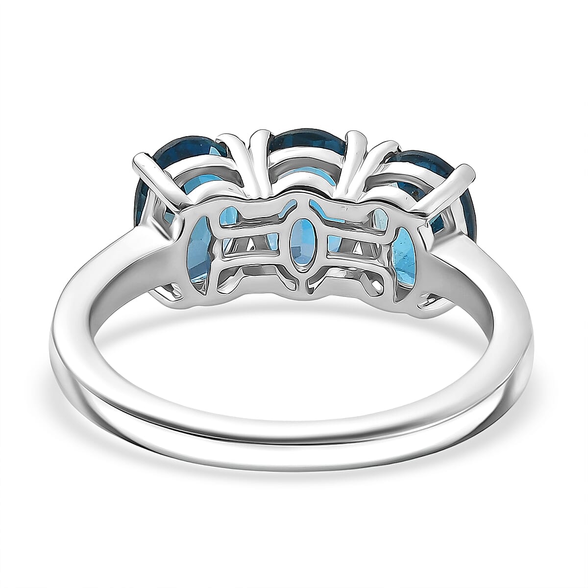D'Joy Marambaia London Blue Topaz 3 Stone Ring in Platinum Overlay Sterling Silver 2.87 Ct. 8276645 5