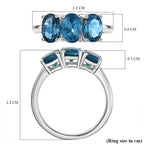 D'Joy Marambaia London Blue Topaz 3 Stone Ring in Platinum Overlay Sterling Silver 2.87 Ct.