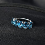 D'Joy Marambaia London Blue Topaz 5 Stone Ring in Platinum Overlay Sterling Silver 4.79 Ct.