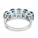 D'Joy Marambaia London Blue Topaz 5 Stone Ring in Platinum Overlay Sterling Silver 4.79 Ct.