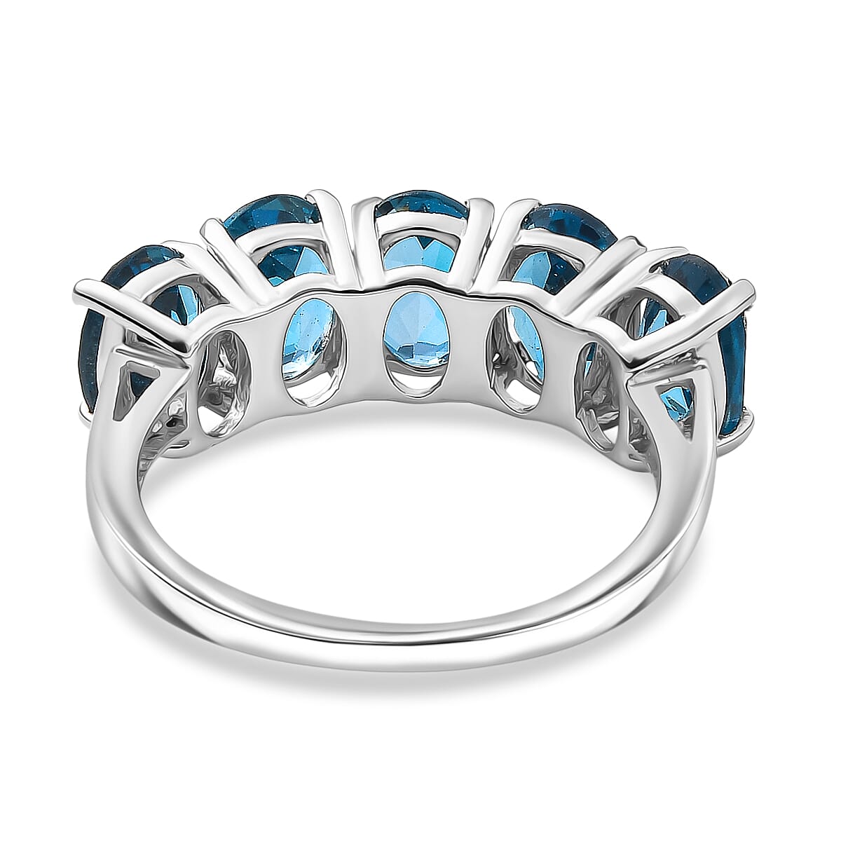 D'Joy Marambaia London Blue Topaz 5-Stone Ring in Platinum Overlay Sterling Silver 4.79 Ct. 8276663 5