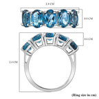 D'Joy Marambaia London Blue Topaz 5 Stone Ring in Platinum Overlay Sterling Silver 4.79 Ct.