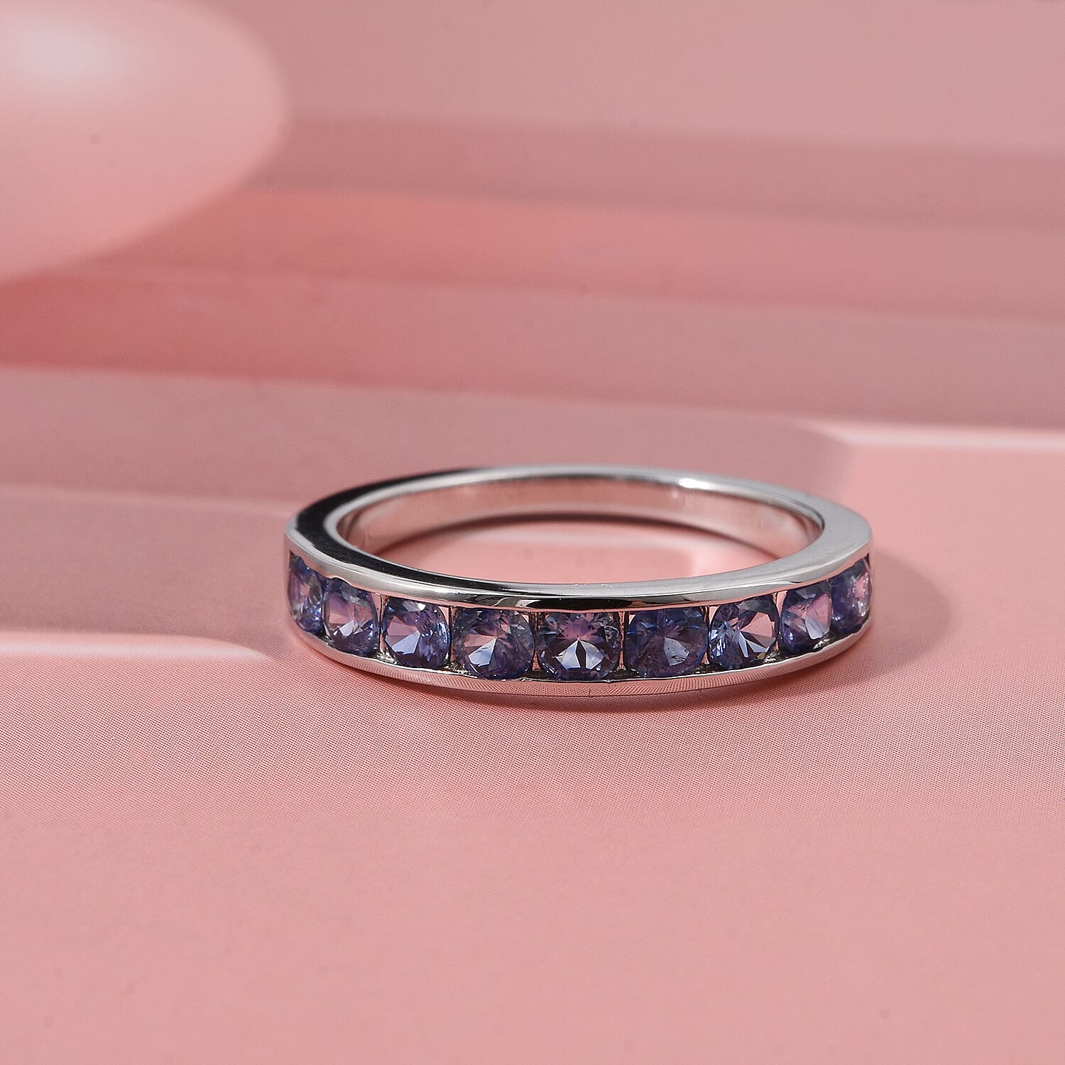 D'Joy Ceylon Sapphire Ring in Rhodium Overlay Sterling Silver 1.35 Ct. 8376926 1