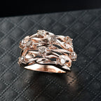 D'Joy Natural Champagne Diamond Bubble Ring in 18K Vermeil Rose Gold Plated Sterling Silver 1.00 Ct.