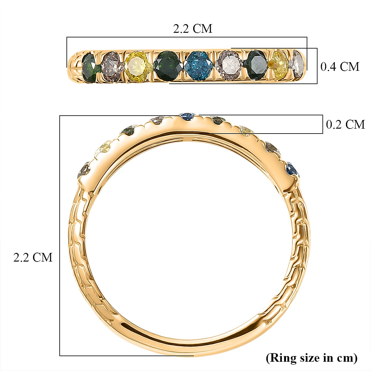 D'Joy Multi Diamond Band Ring in 18K Vermeil Yellow Gold Plated Sterling Silver 0.58 Ct. 8547560 6