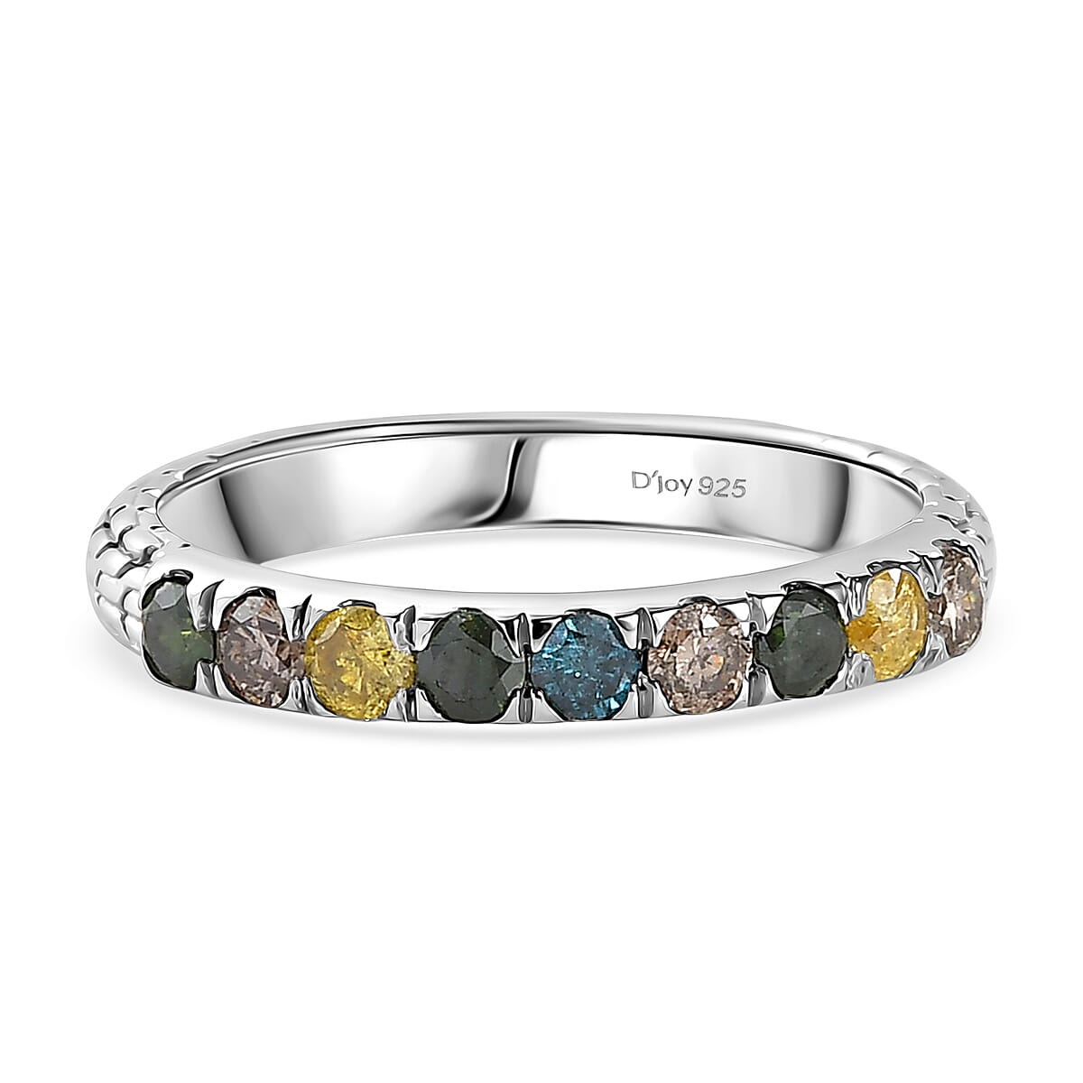 D'Joy Multi Diamond Band Ring in Rhodium Overlay Sterling Silver 0.58 Ct. V32663548 0