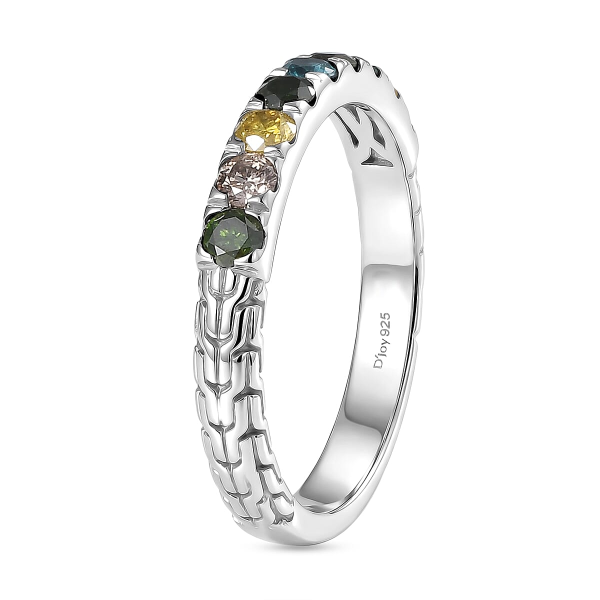 D'Joy Multi Diamond Band Ring in Rhodium Overlay Sterling Silver 0.58 Ct. V32663548 4