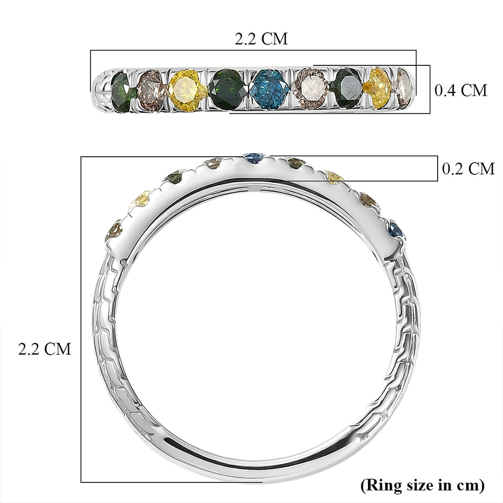 D'Joy Multi Diamond Ring in Rhodium Overlay Sterling Silver 0.58 Ct.