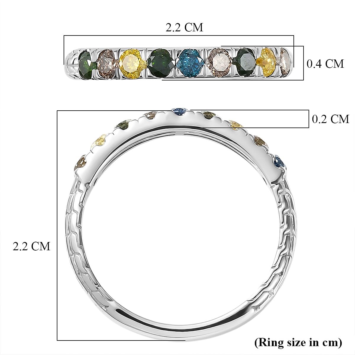 D'Joy Multi Diamond Band Ring in Rhodium Overlay Sterling Silver 0.58 Ct. V32663548 6