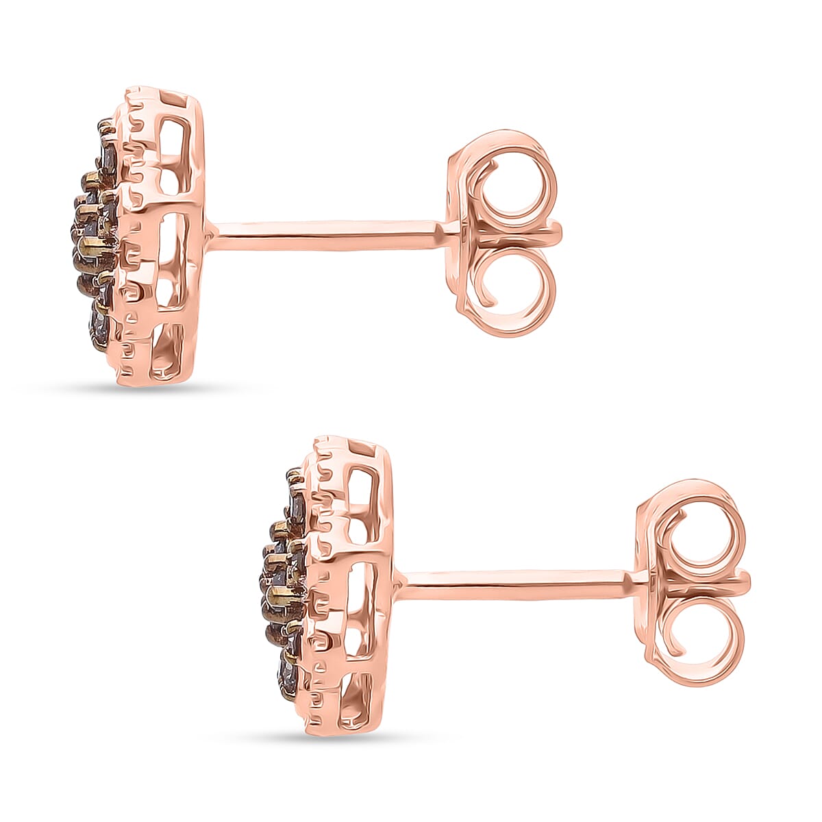 Natural Champagne Diamond Cluster Push Post Earring in 18K Vermeil Rose Gold Plated Sterling Silver 0.21 Ct 8484940 4