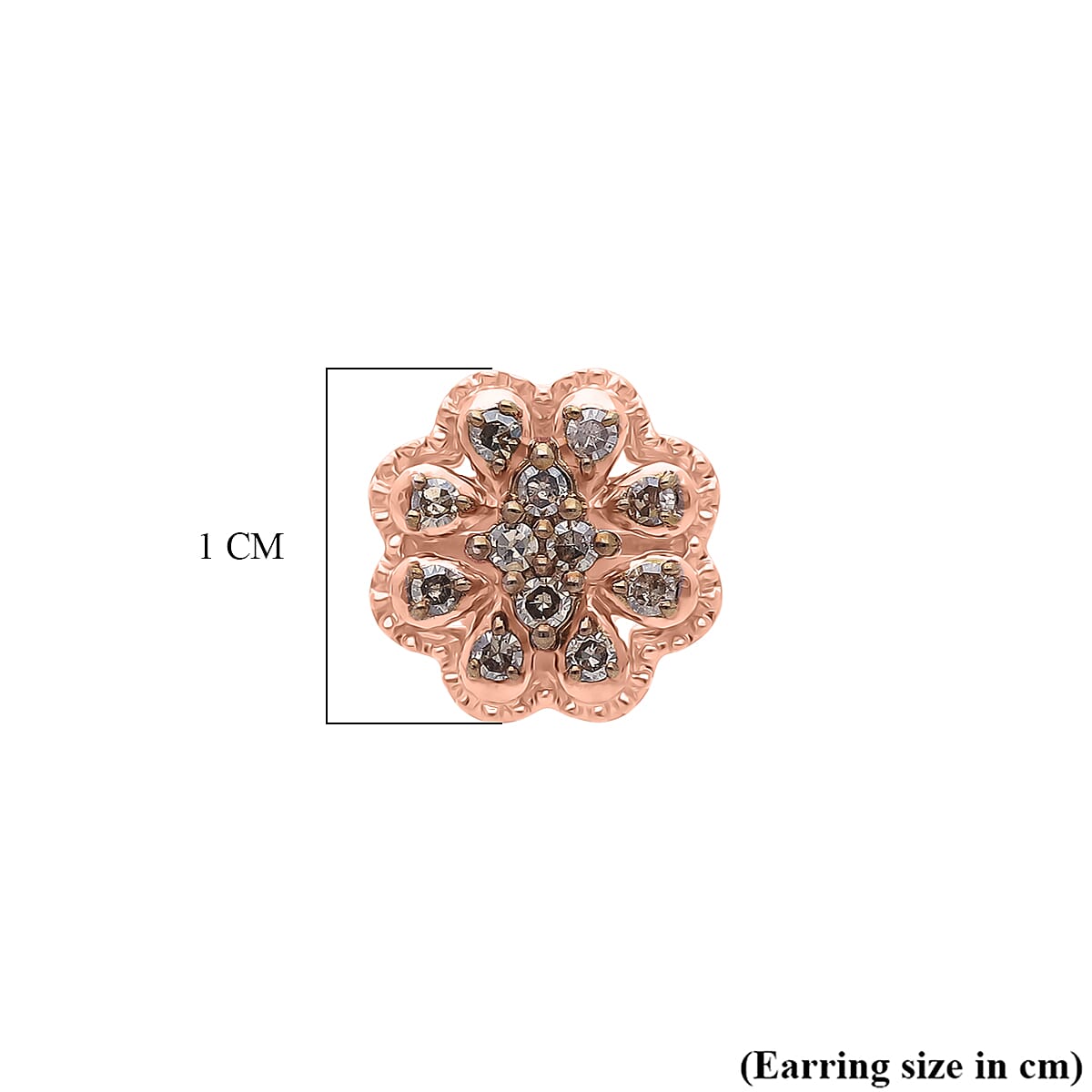 Natural Champagne Diamond Cluster Push Post Earring in 18K Vermeil Rose Gold Plated Sterling Silver 0.21 Ct 8484940 5