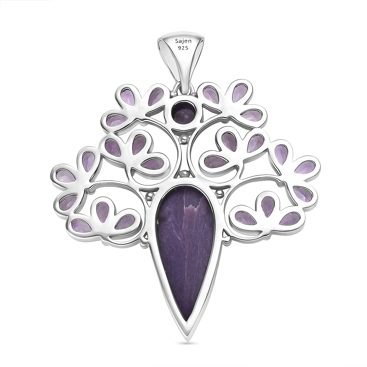 Sajen Silver - Chaorite &amp; African Amethyst Leafy Vine Pendant in Rhodium Overlay Sterling Silver 15.63 Ct. 8364081 4