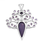 Sajen Silver - Chaorite & African Amethyst Pendant in Rhodium Overlay Sterling Silver 15.63 Ct.