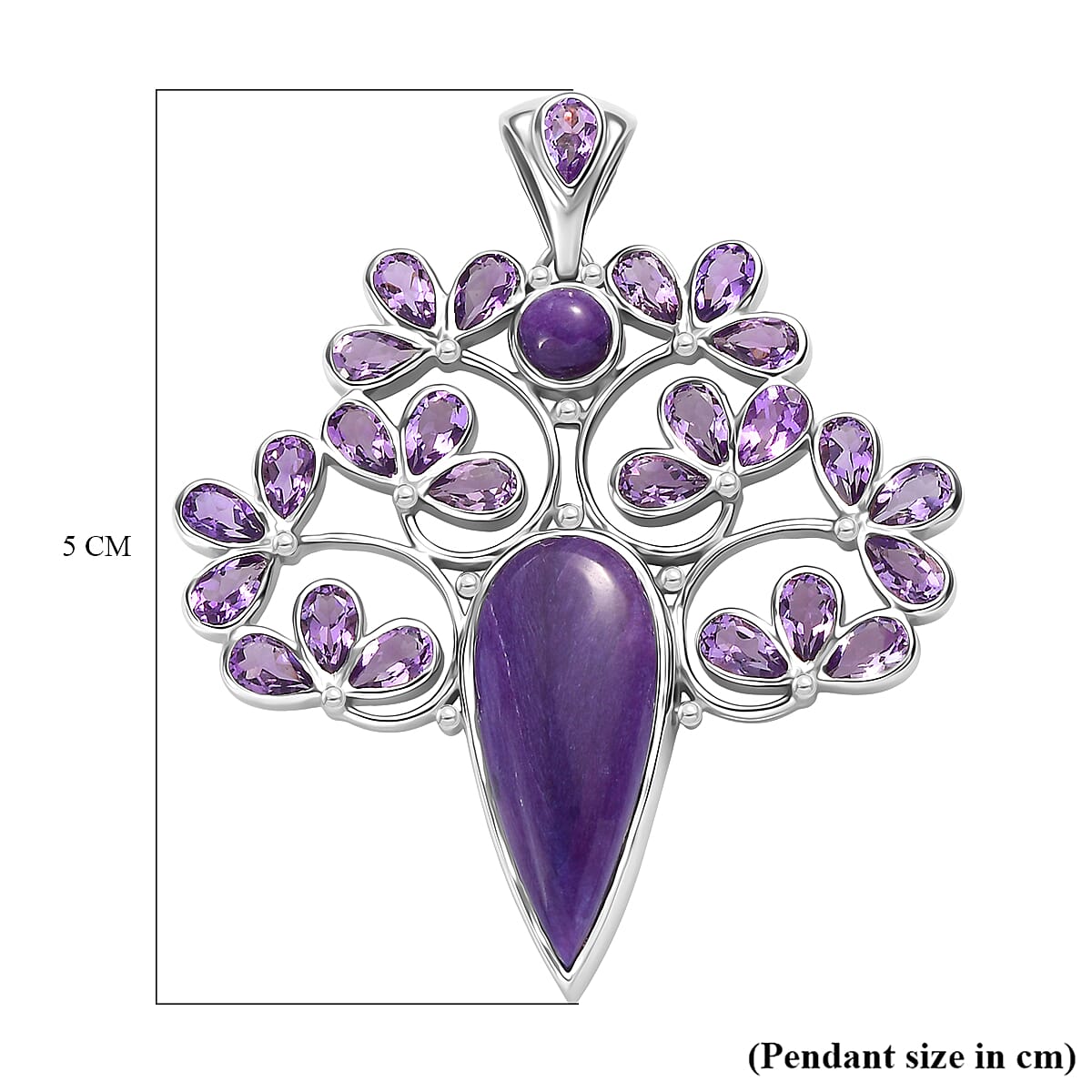 Sajen Silver - Chaorite &amp; African Amethyst Leafy Vine Pendant in Rhodium Overlay Sterling Silver 15.63 Ct. 8364081 5